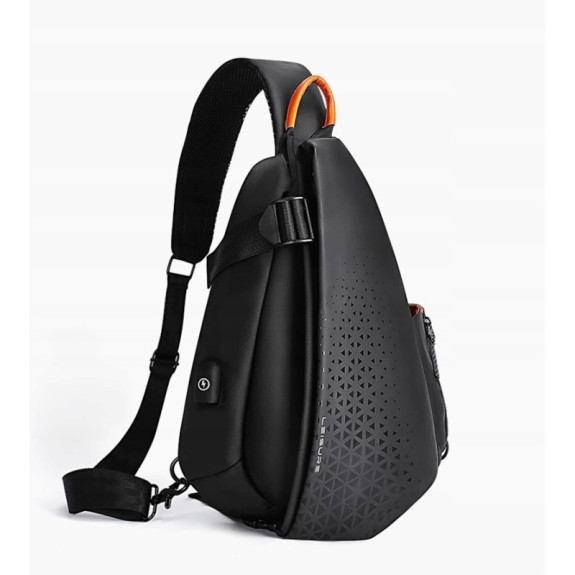 Czarna Saszetka na Ramię z USB Męska Damska (I222)