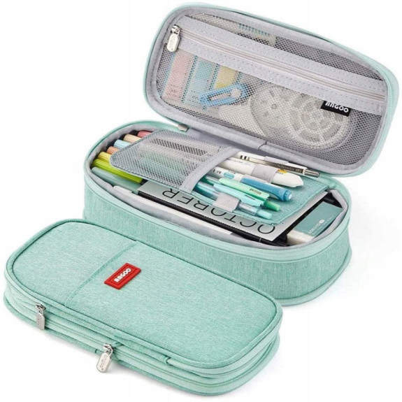 Miętowy Piórnik Organizer Szkolny Saszetka