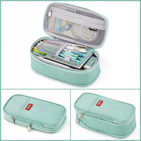 Miętowy Piórnik Organizer Szkolny Saszetka