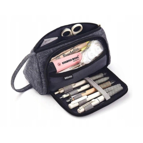 Bardzo Pojemny Szary Piórnik Szkolny