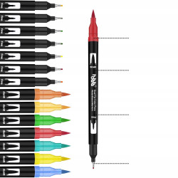 Dwustronne Pisaki Cienkopisy Flamastry 24 szt C012