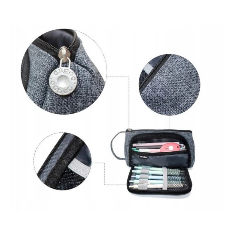 Bardzo Pojemny Szary Piórnik Szkolny