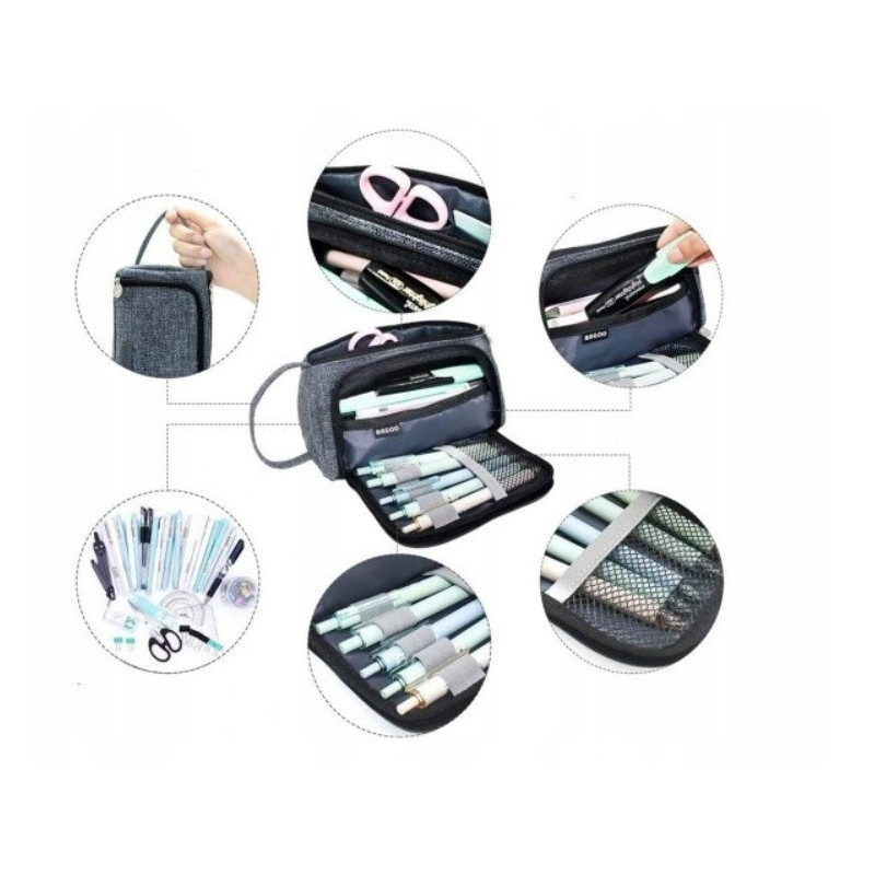 Bardzo Pojemny Szary Piórnik Szkolny