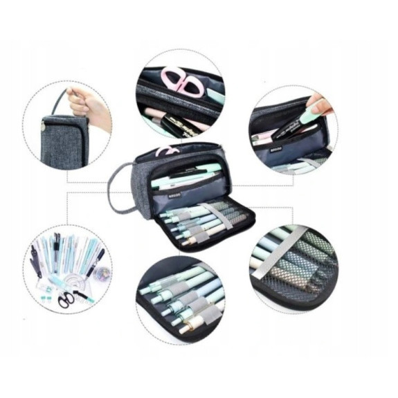 Bardzo Pojemny Szary Piórnik Szkolny