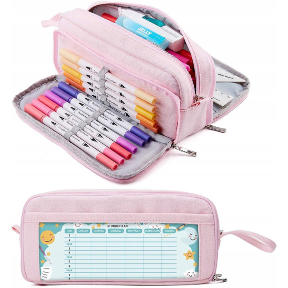 Różowy Wielofunkcyjny Piórnik Szkolny Saszetka