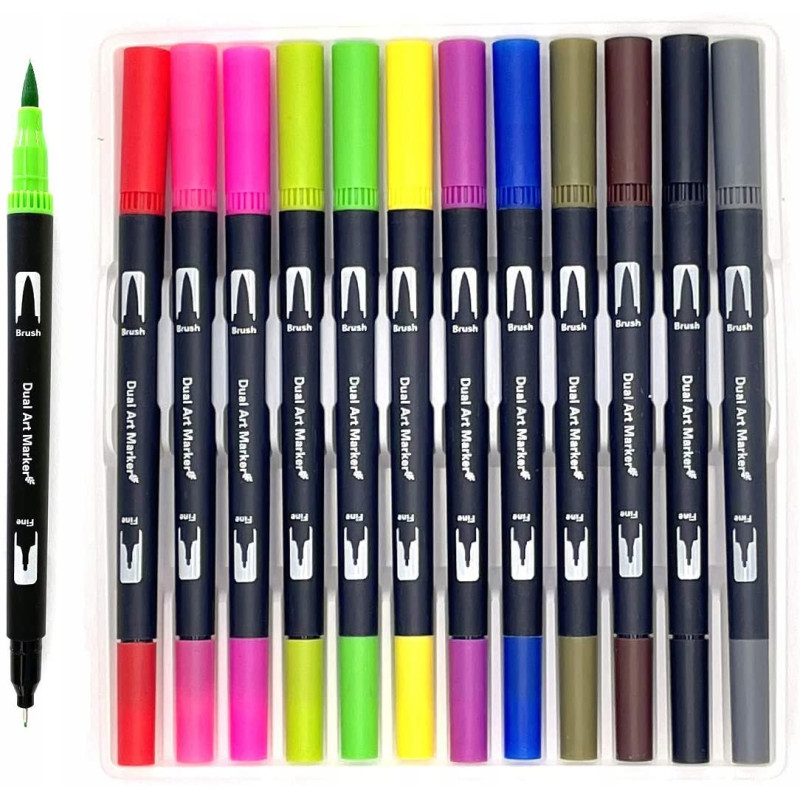 Dwustronne Pisaki Cienkopisy Flamastry 24 szt C012