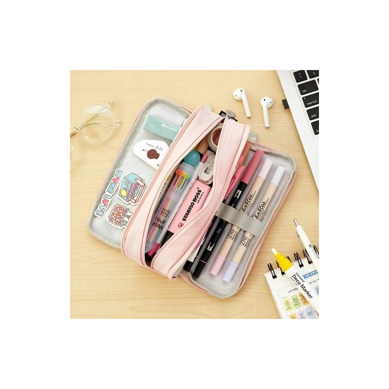 Różowy Wielofunkcyjny Piórnik Szkolny Saszetka