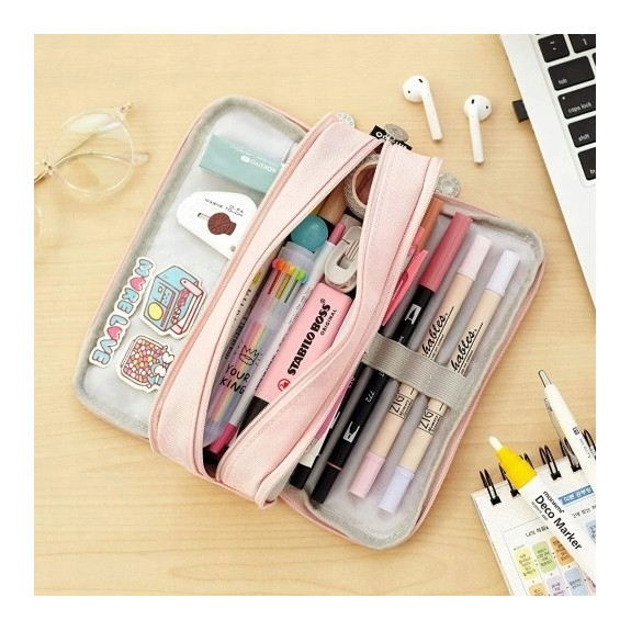 Różowy Wielofunkcyjny Piórnik Szkolny Saszetka