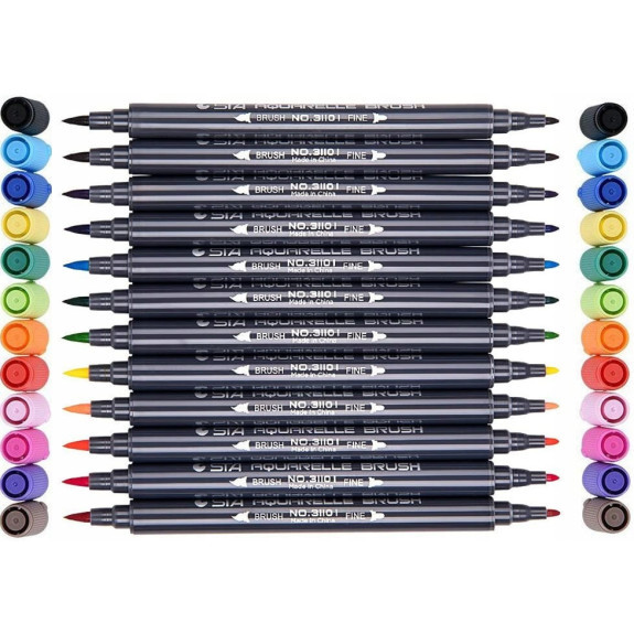 Dwustronne Pisaki Cienkopisy Flamastry 24 szt C012