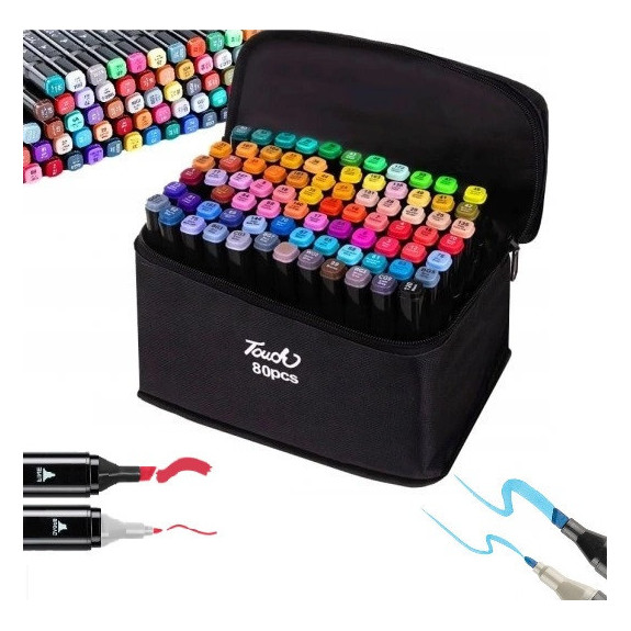 Dwustronne Markery Pisaki Alkoholowe 80 sztuk