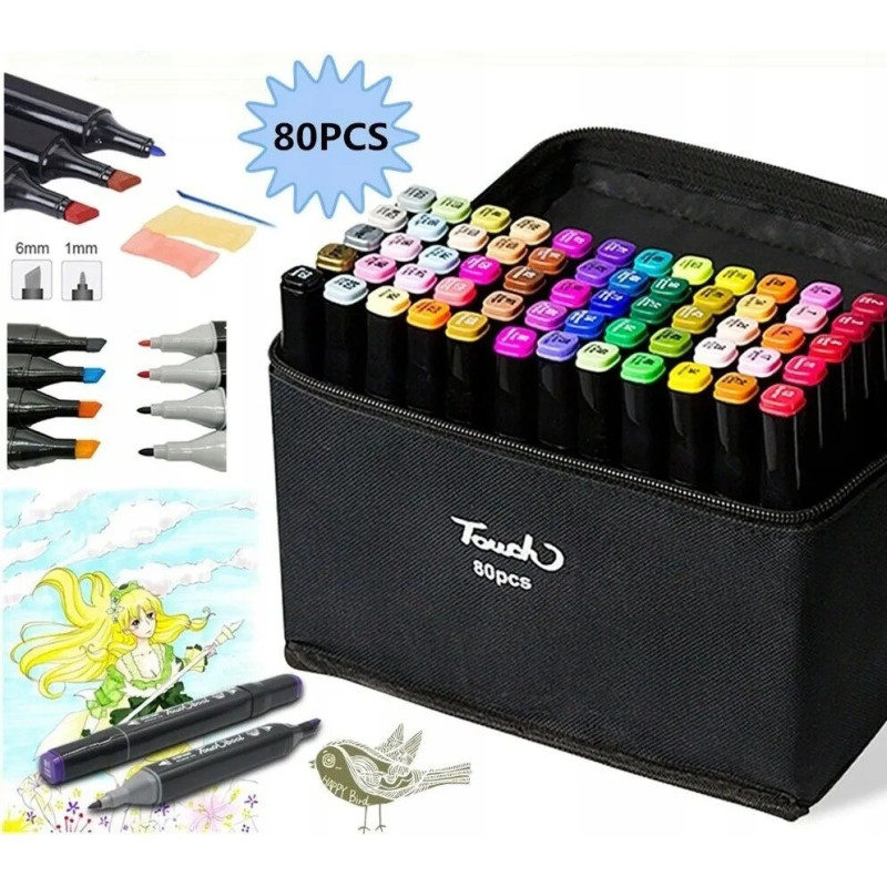 Dwustronne Markery Pisaki Alkoholowe 80 sztuk