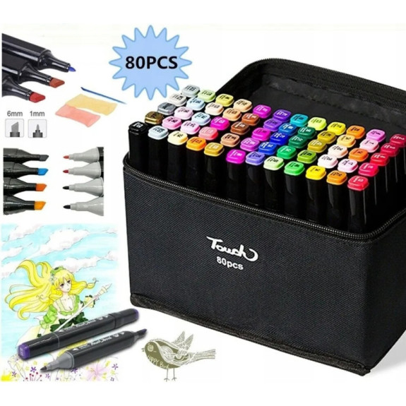 Dwustronne Markery Pisaki Alkoholowe 80 sztuk