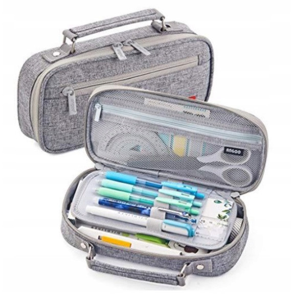 Duży Szary Organizer Piórnik Szkolny