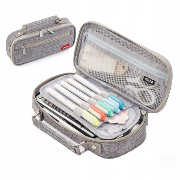 Duży Szary Organizer Piórnik Szkolny 2