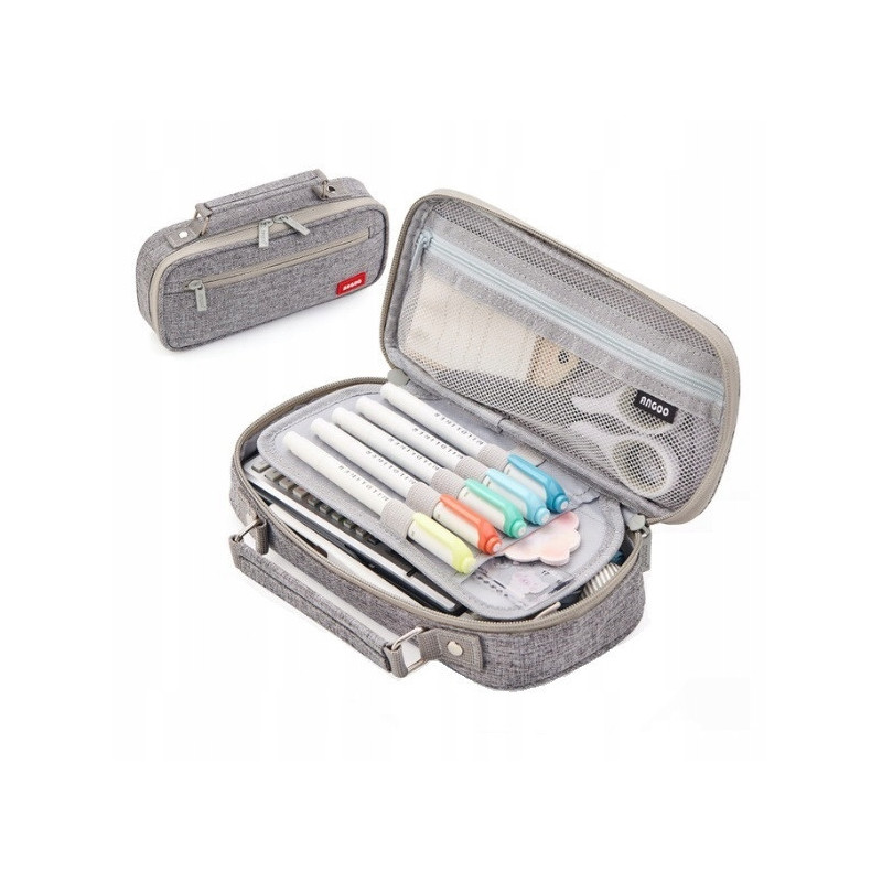 Duży Szary Organizer Piórnik Szkolny