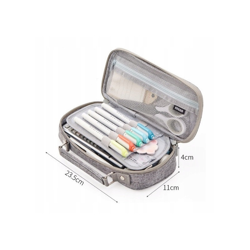 Duży Szary Organizer Piórnik Szkolny