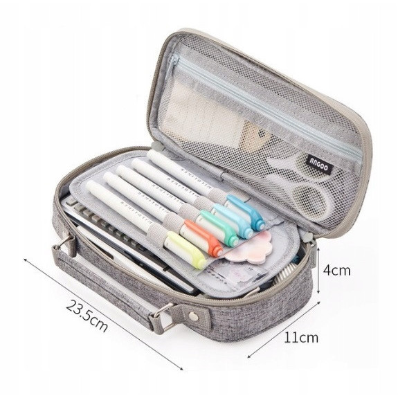 Duży Szary Organizer Piórnik Szkolny