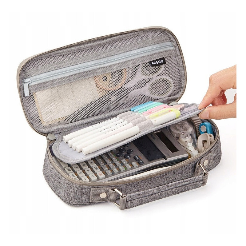 Duży Szary Organizer Piórnik Szkolny