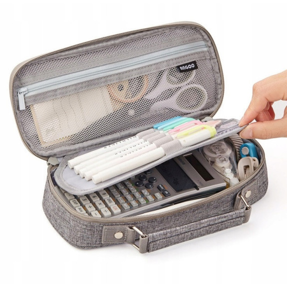 Duży Szary Organizer Piórnik Szkolny