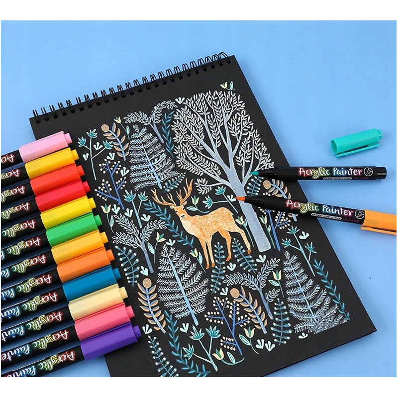 Pisaki Flamastry Mazaki Akrylowe 12 sztuk