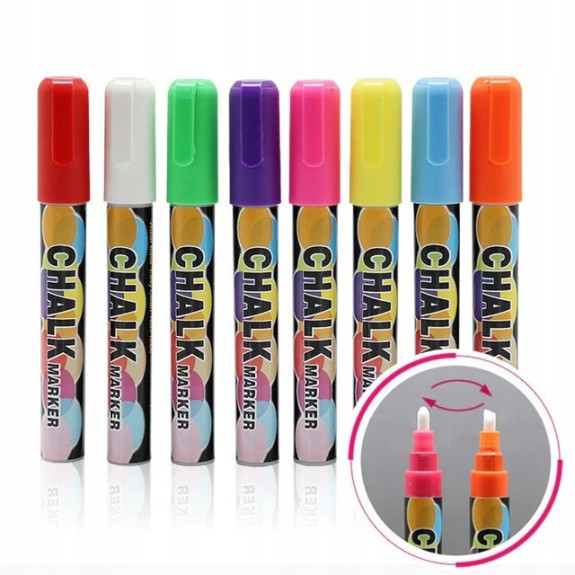 Markery Kredowe Do Tablic Szyb 8szt 6mm (C026) Markery Kredowe Do Tablic Szyb 8szt 6mm (C026)