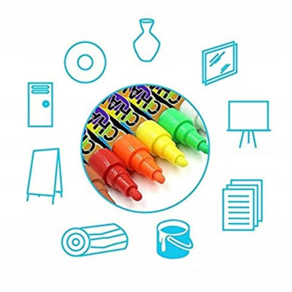 Markery Kredowe Do Tablic Szyb 8szt 6mm (C026) Markery Kredowe Do Tablic Szyb 8szt 6mm (C026)