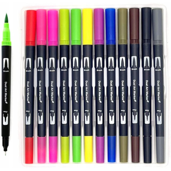 Dwustronne Pisaki Cienkopisy Flamastry 36szt C012