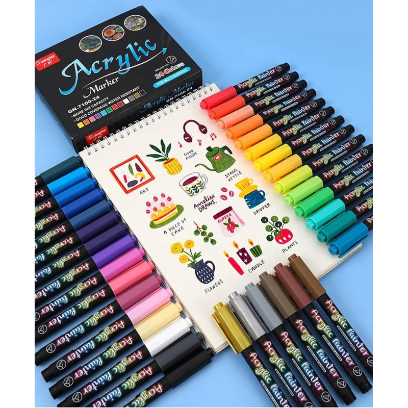 Pisaki Flamastry Mazaki Akrylowe 24 sztuki