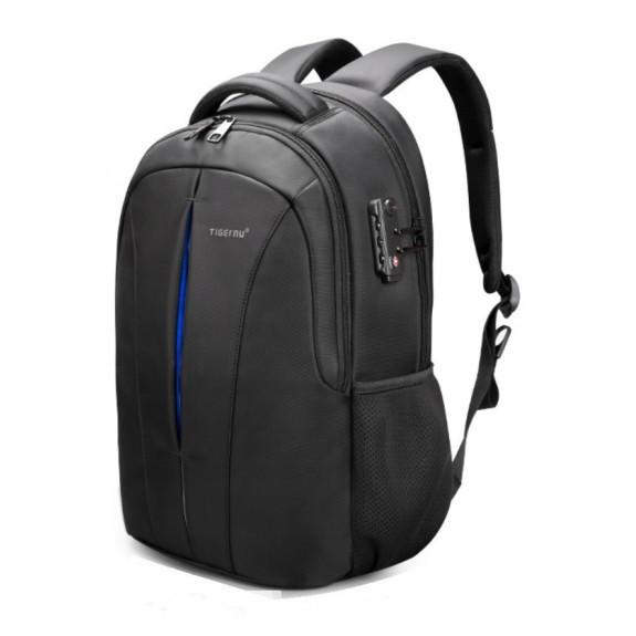 Plecak na Laptopa 15.6 Cali z Portem USB Czarny z Niebieskim (I026)