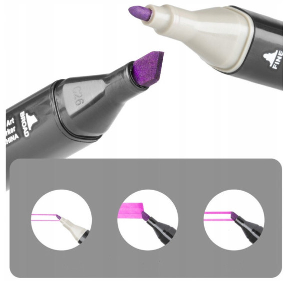 Dwustronne Markery Pisaki Alkoholowe 168 sztuk