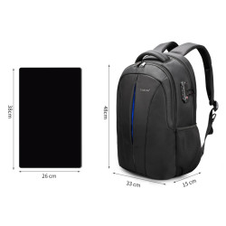 Plecak na Laptopa 15.6 Cali z Portem USB Czarny z Niebieskim (I026)