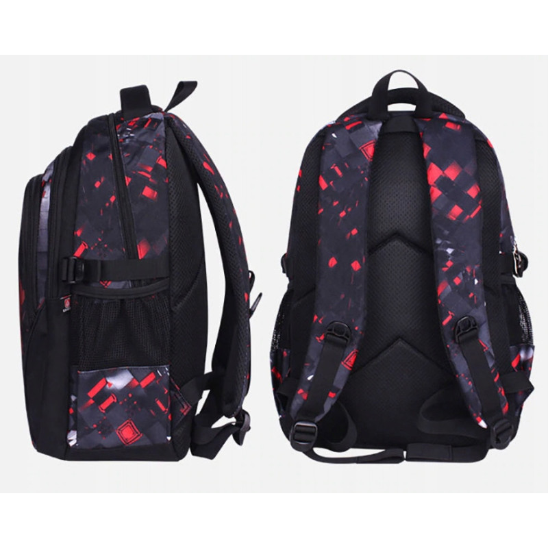 Plecak Szkolny dla Chłopca z Piłką Czarno-Czerwony