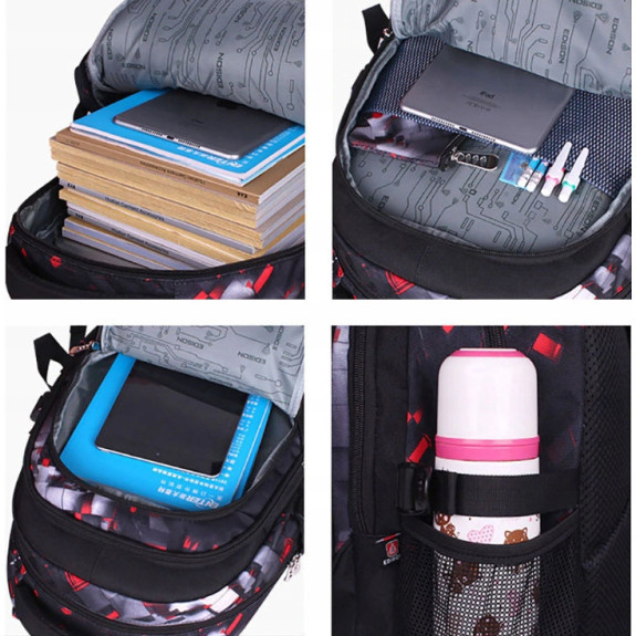 Plecak Szkolny dla Chłopca z Piłką Czarno-Czerwony