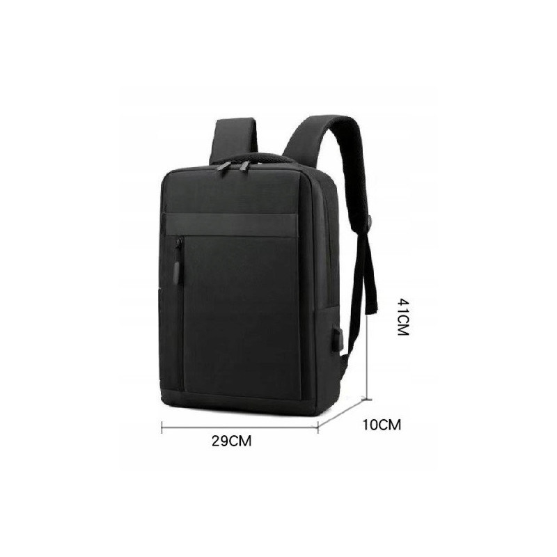 Nowoczesny Lekki Plecak na Laptopa 15.6 Cali USB Czarny (I193)