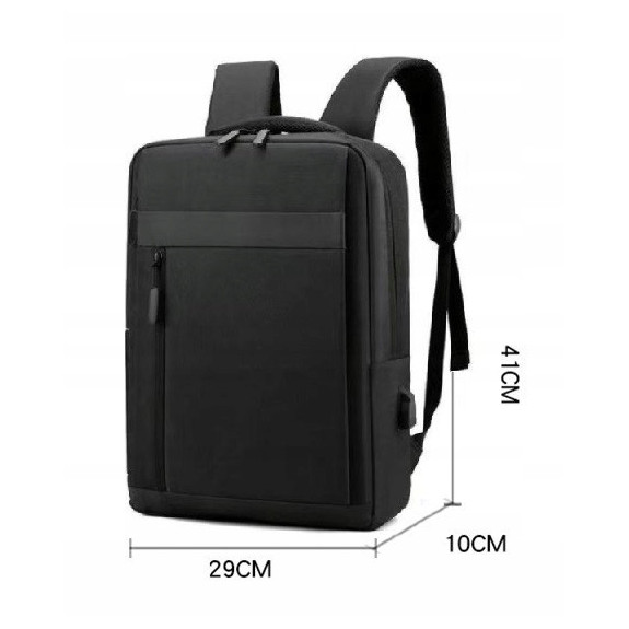 Nowoczesny Lekki Plecak na Laptopa 15.6 Cali USB Czarny (I193)