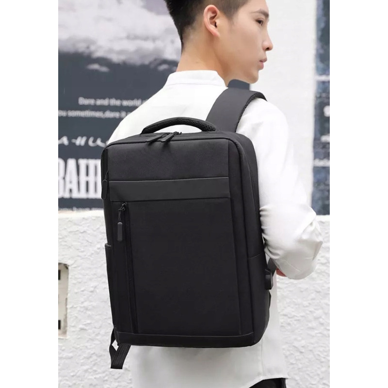 Nowoczesny Lekki Plecak na Laptopa 15.6 Cali USB Czarny (I193)