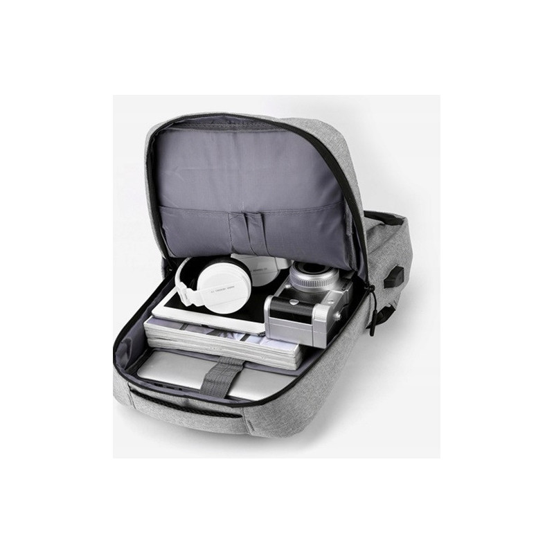 Nowoczesny Lekki Plecak na Laptopa 15.6 Cali USB Czarny (I193)