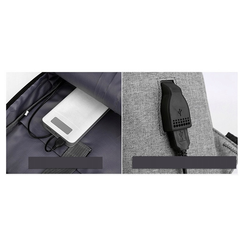 Nowoczesny Lekki Plecak na Laptopa 15.6 Cali USB Szary (I193)