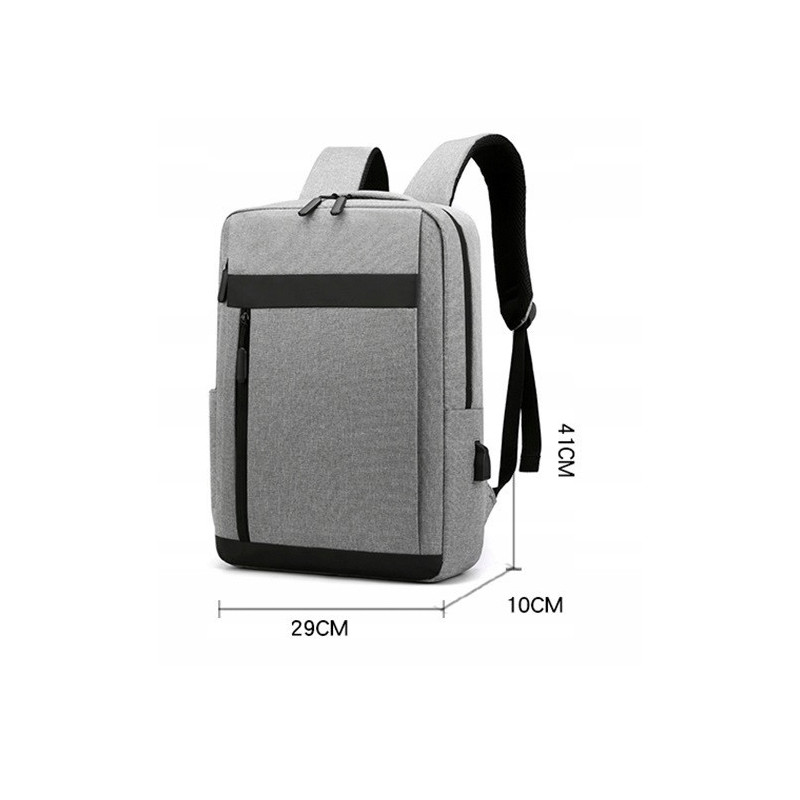 Nowoczesny Lekki Plecak na Laptopa 15.6 Cali USB Szary (I193)