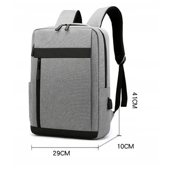 Nowoczesny Lekki Plecak na Laptopa 15.6 Cali USB Szary (I193)