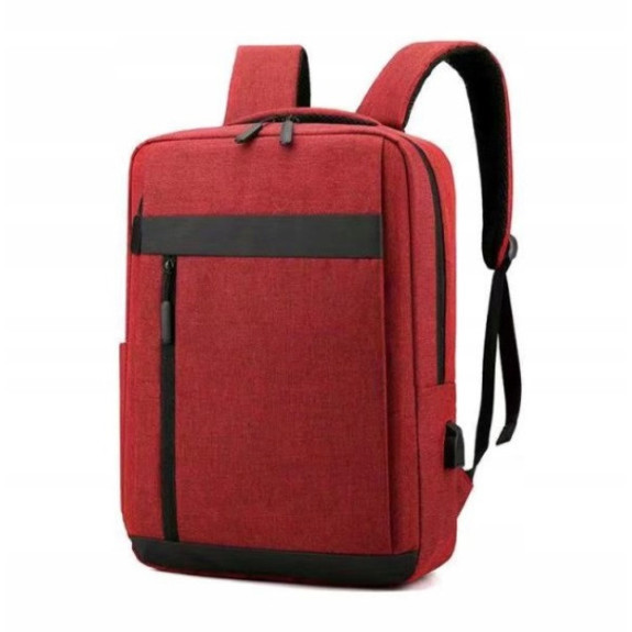 Nowoczesny Lekki Plecak na Laptopa 15.6 Cali USB Czerwony (I193)