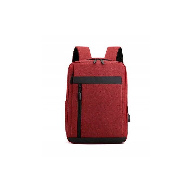 Nowoczesny Lekki Plecak na Laptopa 15.6 Cali USB Czerwony (I193)