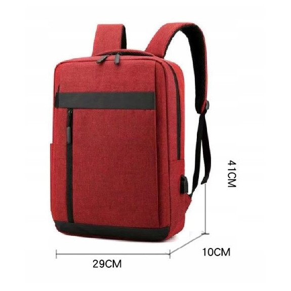 Nowoczesny Lekki Plecak na Laptopa 15.6 Cali USB Czerwony (I193)