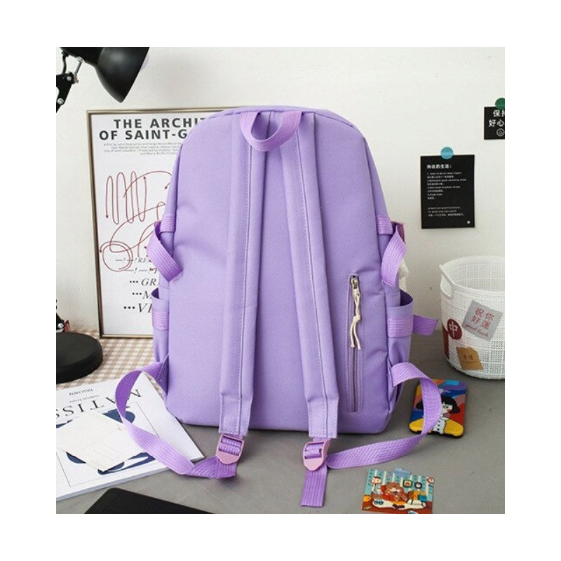 Fioletowo-Beżowy Plecak Szkolny Zestaw 4w1 - Plecakownia.pl🎒