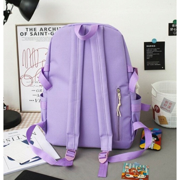 Fioletowo-Beżowy Plecak Szkolny Zestaw 4w1 - Plecakownia.pl🎒