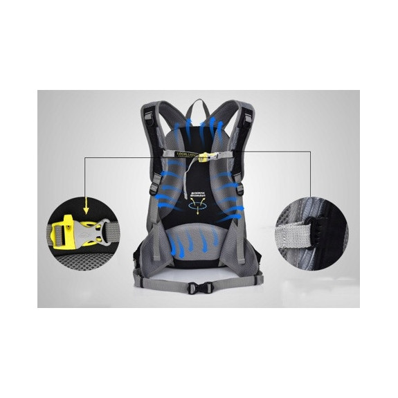 Szary Sportowy Plecak Turystyczny Wodoodporny 25L