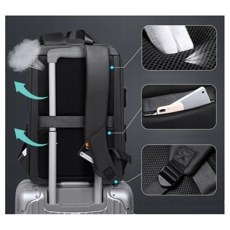 Plecak Antykradzieżowy na Laptop 15.6 Cali USB TSA (I179)