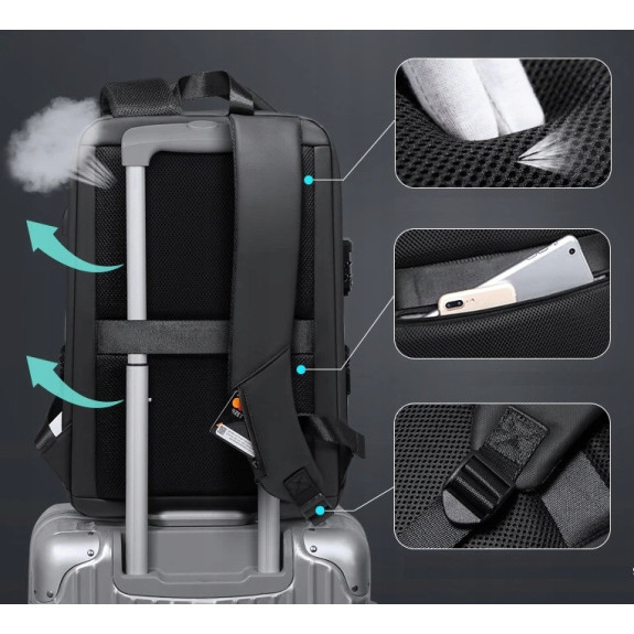 Plecak Antykradzieżowy na Laptop 15.6 Cali USB TSA (I179)