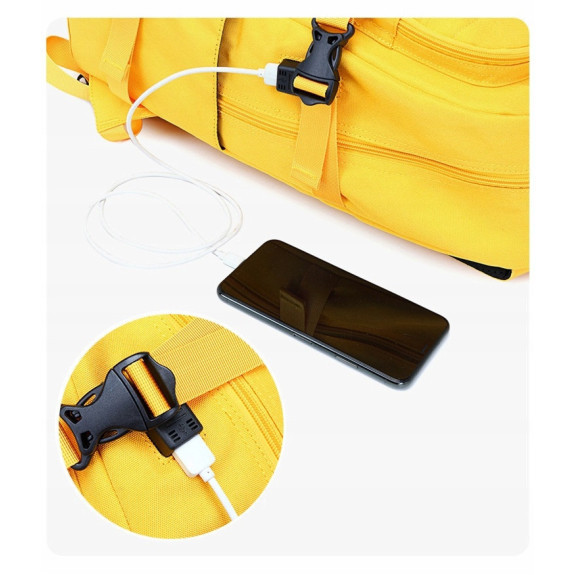 Żółty Plecak Szkolny Młodzieżowy Miejski USB na Laptopa Żółty Plecak Szkolny Młodzieżowy Miejski USB na Laptopa